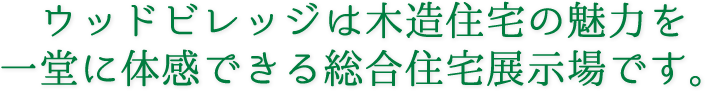 ウッドビレッジは木造住宅の魅力を一堂に体感できる総合住宅展示場です。