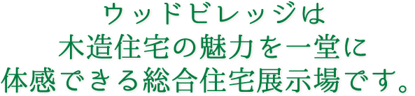 ウッドビレッジは木造住宅の魅力を一堂に体感できる総合住宅展示場です。